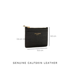 Isabel Bernard Honoré Aveline croco Black Leather Card Holder made of Calfskin IB27018