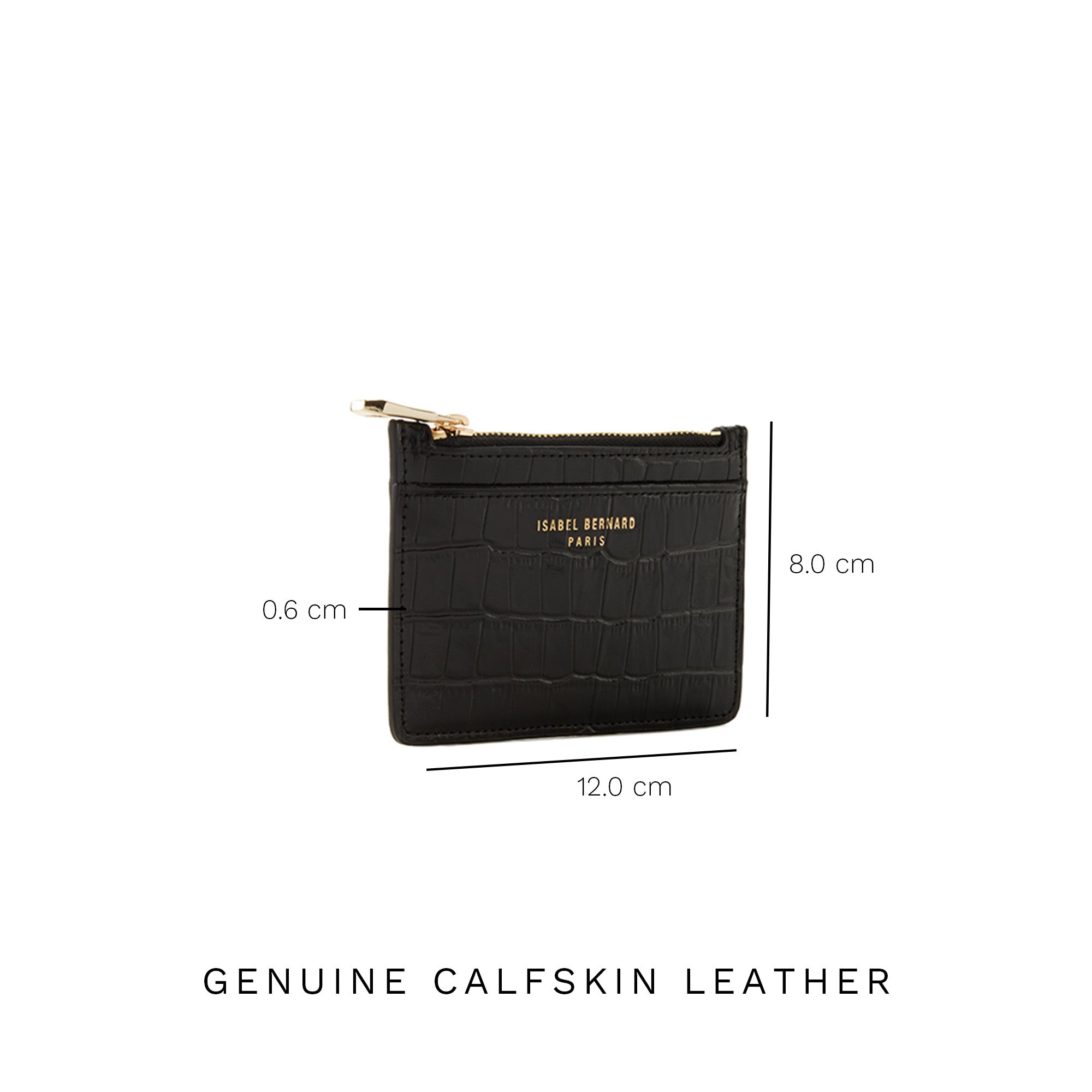 Isabel Bernard Honoré Aveline croco Black Leather Card Holder made of Calfskin IB27018