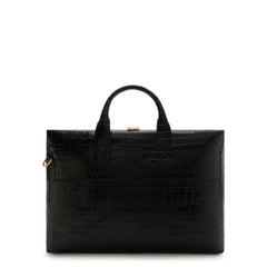 Isabel Bernard Honoré Anique Croco Black Calfskin Handbag IB25072