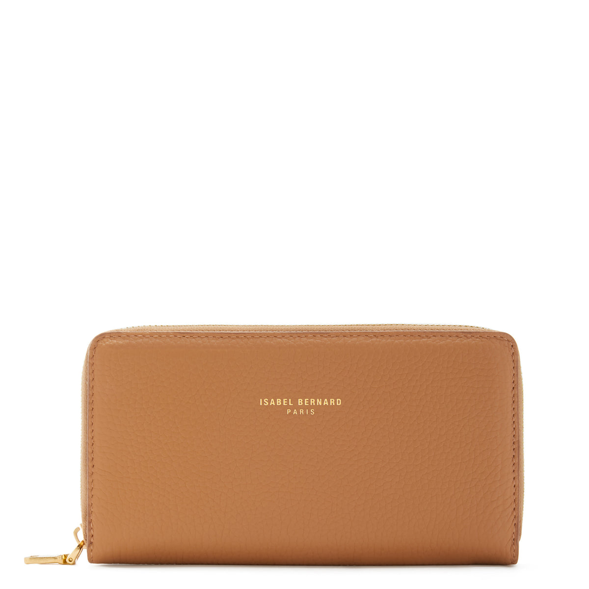 Isabel Bernard Honoré Léa Camel Calfskin Zip Wallet IB23023