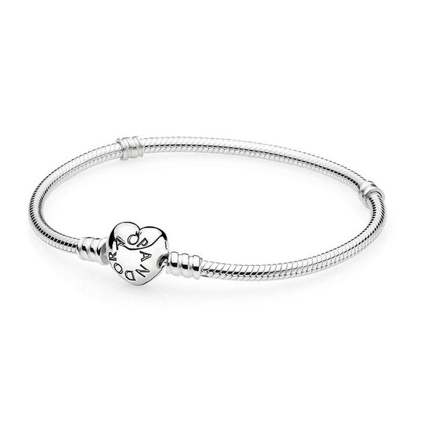 Pandora Icons 925 Sterling Silver Snake Chain met Hartsluiting Armband 590719