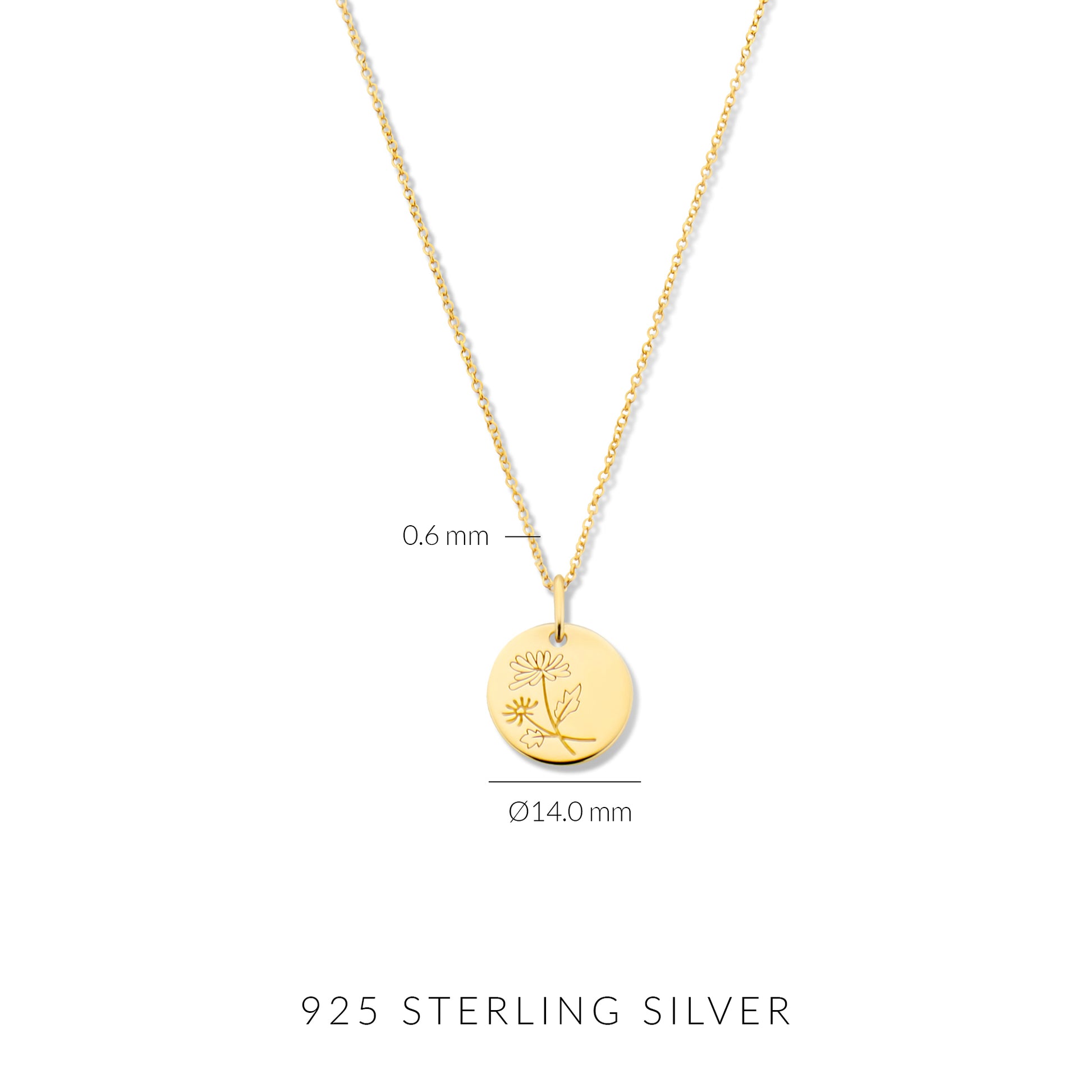 Violet Hamden Venus 925 Sterling Silver Gold-coloured Necklace with Birthflower VH340025-AUG