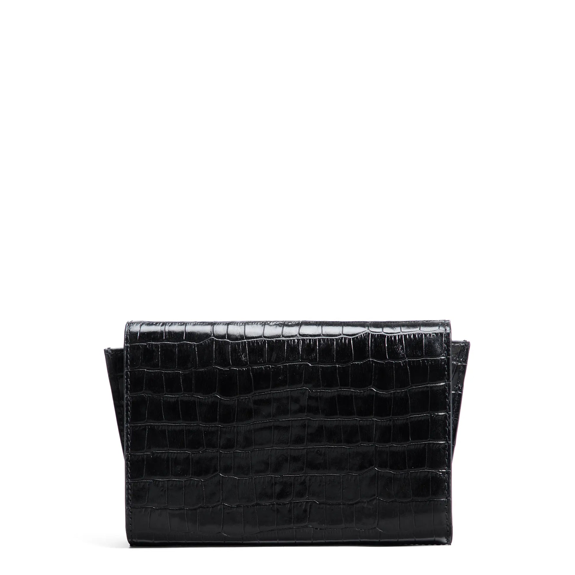 Isabel Bernard Honoré Lina Croco Black Clutch With Detachable Shoulder Chain IB21135-201