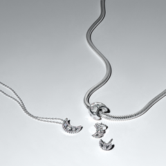 Pandora Moments 925 Sterling Silver Crescent Moon Pendant Necklace 394259C01-50