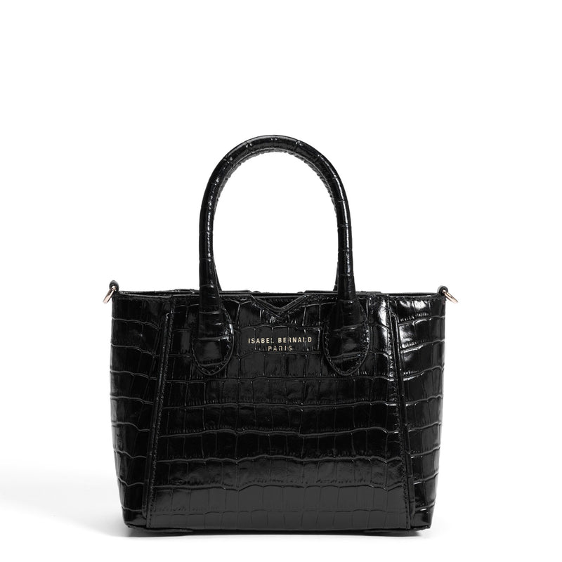 Isabel Bernard Honoré Cloe Mini Croco Zwarte Kalfsleren Handtas IB21124-201-zoom-