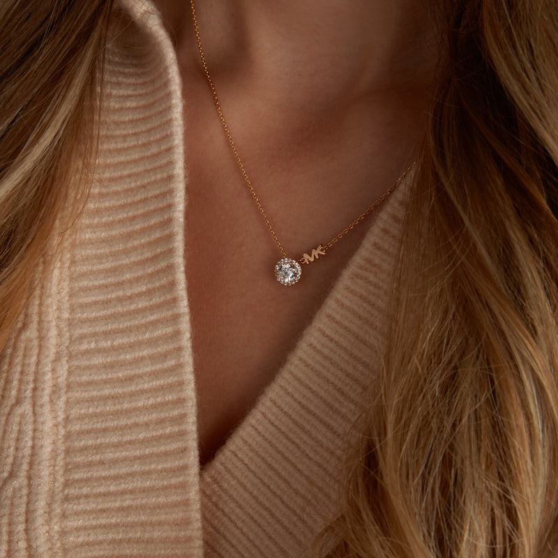 Michael Kors Premium 925 Sterling Silver Rosegolden Necklace MKC1208AN791 (Length: 40.50 - 45.50 cm)-zoom-