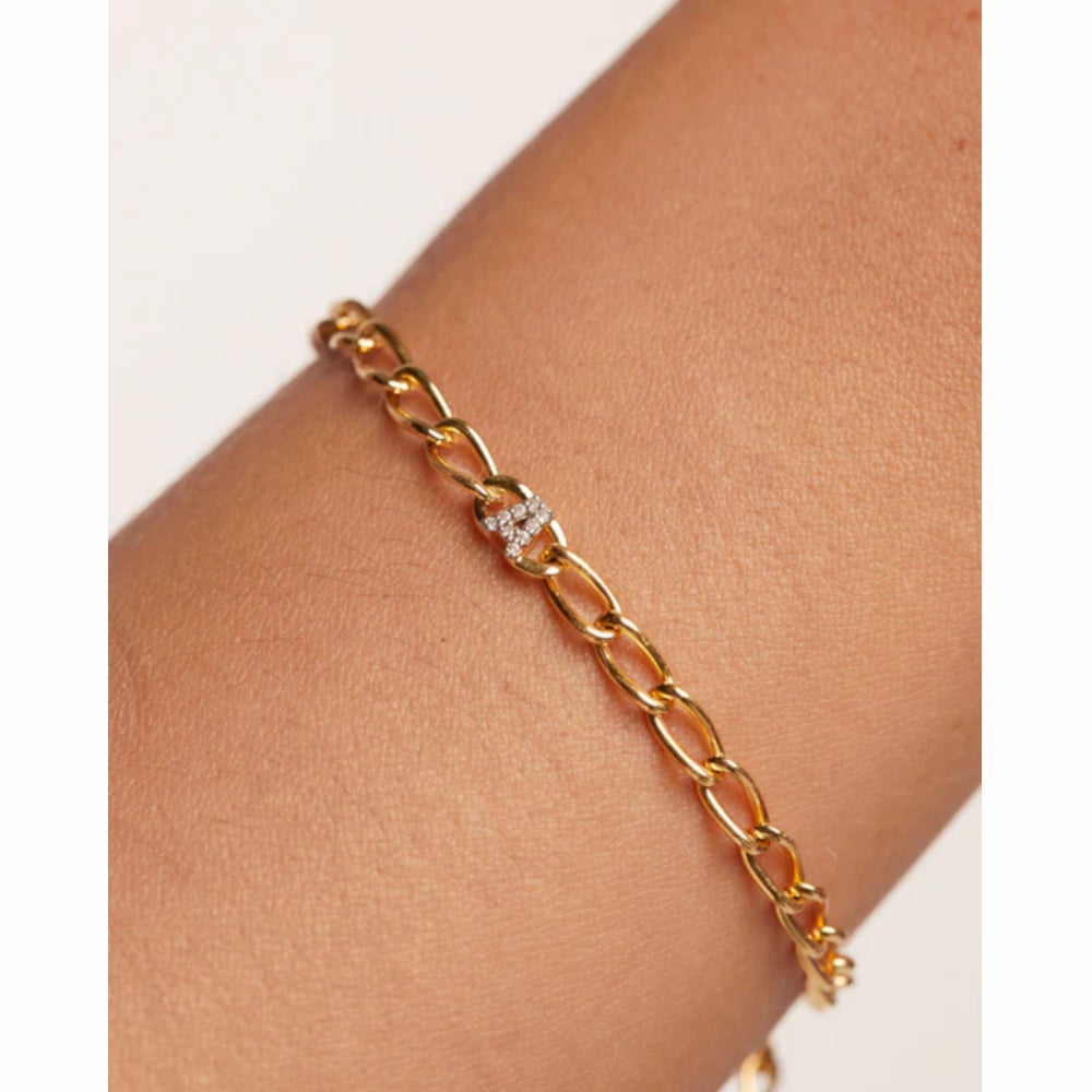 P D Paola 925 Sterling Silver Letter D Bracelet PU01-541-U with 18K Gold Plating