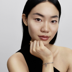 Pandora Moments 925 Sterling Silver Connected Hearts & Red Stones Pendant 794435C01