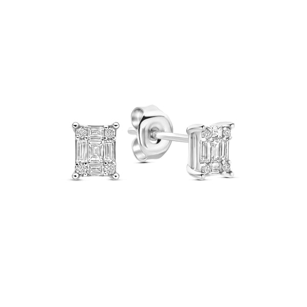 De la Paix Maxime 14 karaat witgouden oorknoppen met diamant 0,22 ct