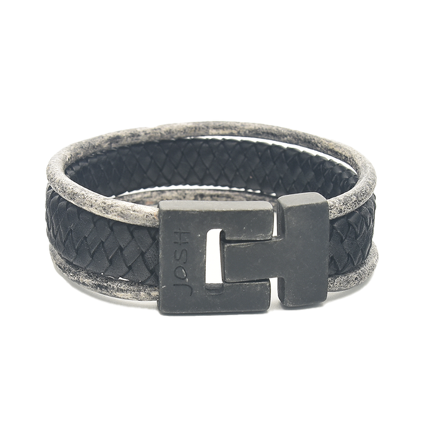 Josh Black Leather Bracelet 25041VB/BLCK/MED