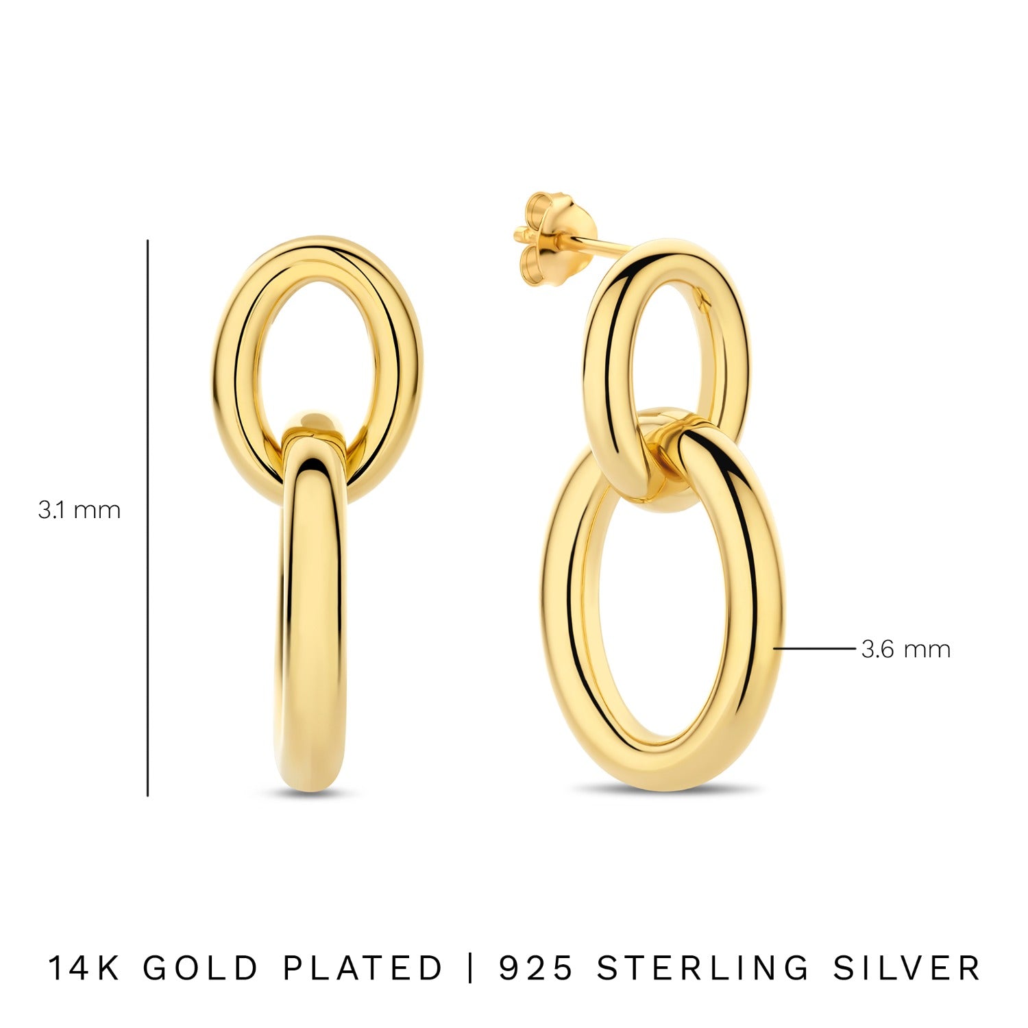 Parte Di Me Bibbiena Poppi Adriane 925 Sterling Silver Gold Plated Drop Earrings PDM36186