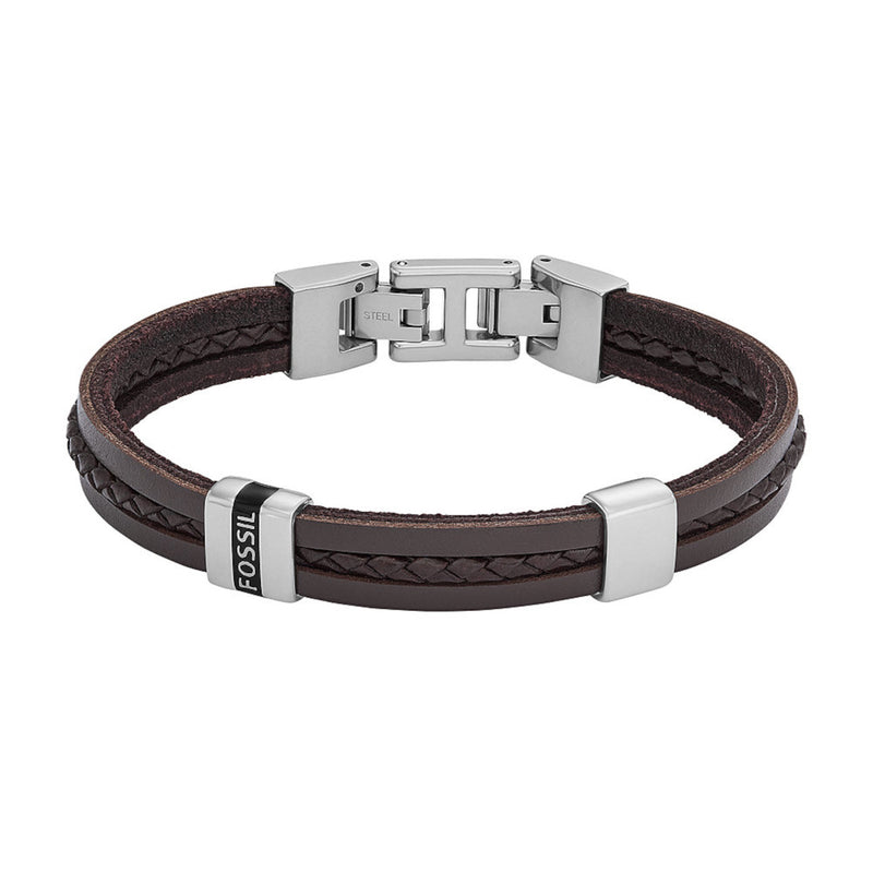 Fossil Brown Leather Bracelet JF04133040-zoom-