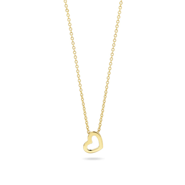 Ketting met hartje hanger 6.4 mm 14k goud