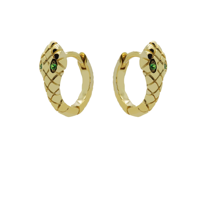 Karma 925 Sterling Silver Gold-coloured Snake Hoop Earrings H119GP-zoom-