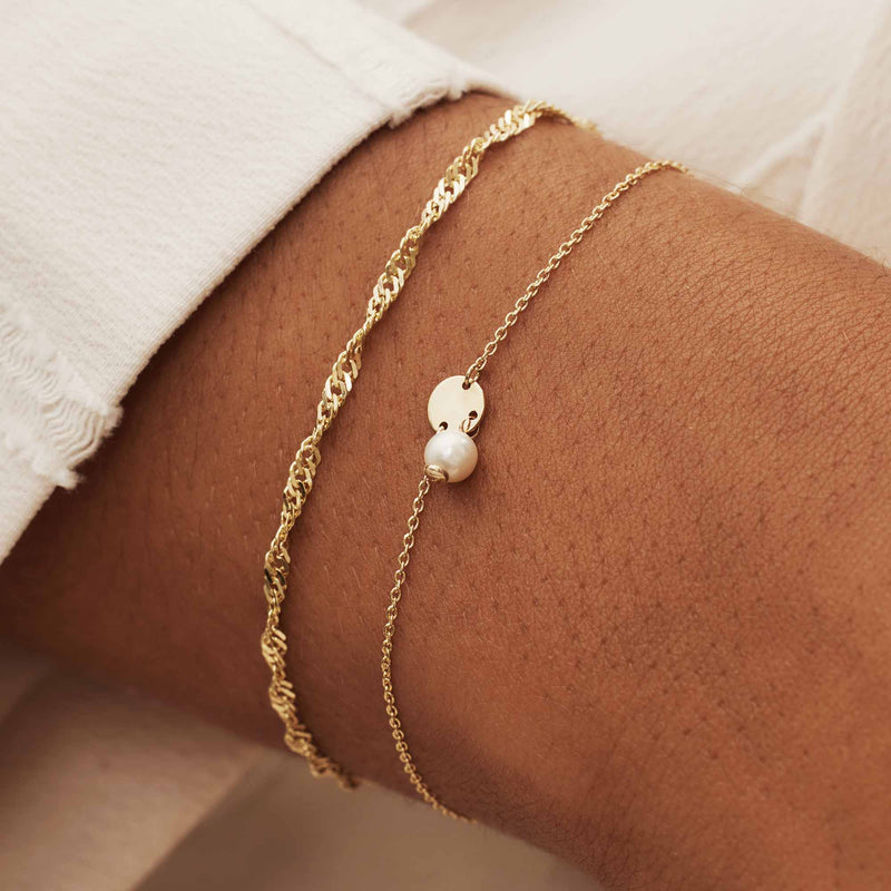 Isabel Bernard Belleville Luna 14 Karaat Gouden Armband IB320020 (Lengte: 16.00-18.00 cm)-zoom-