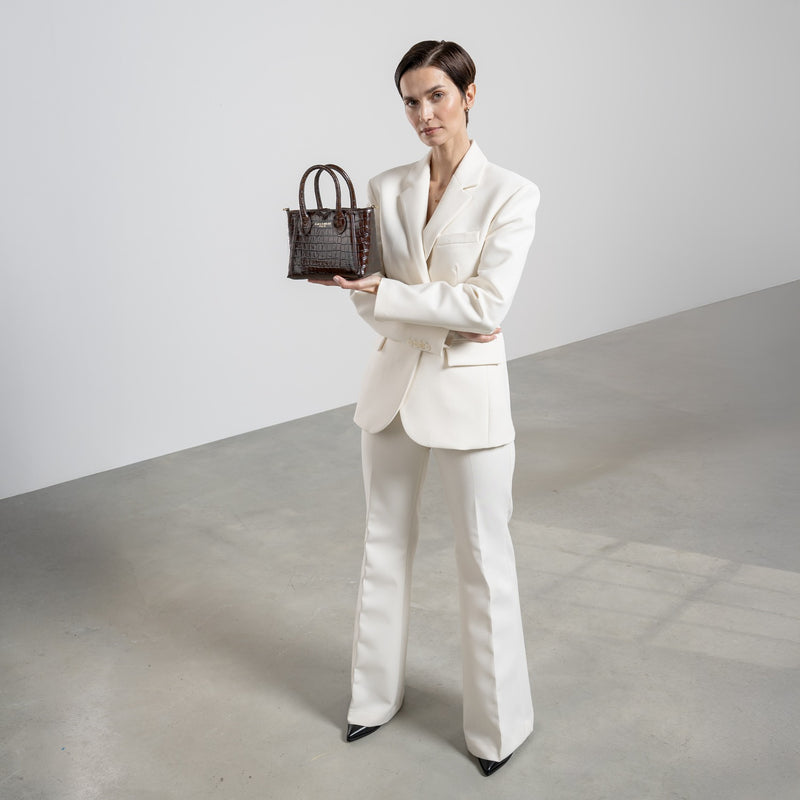 Isabel Bernard Honoré Cloe Mini Croco Bruine Kalfsleren Handtas IB21124-230-zoom-