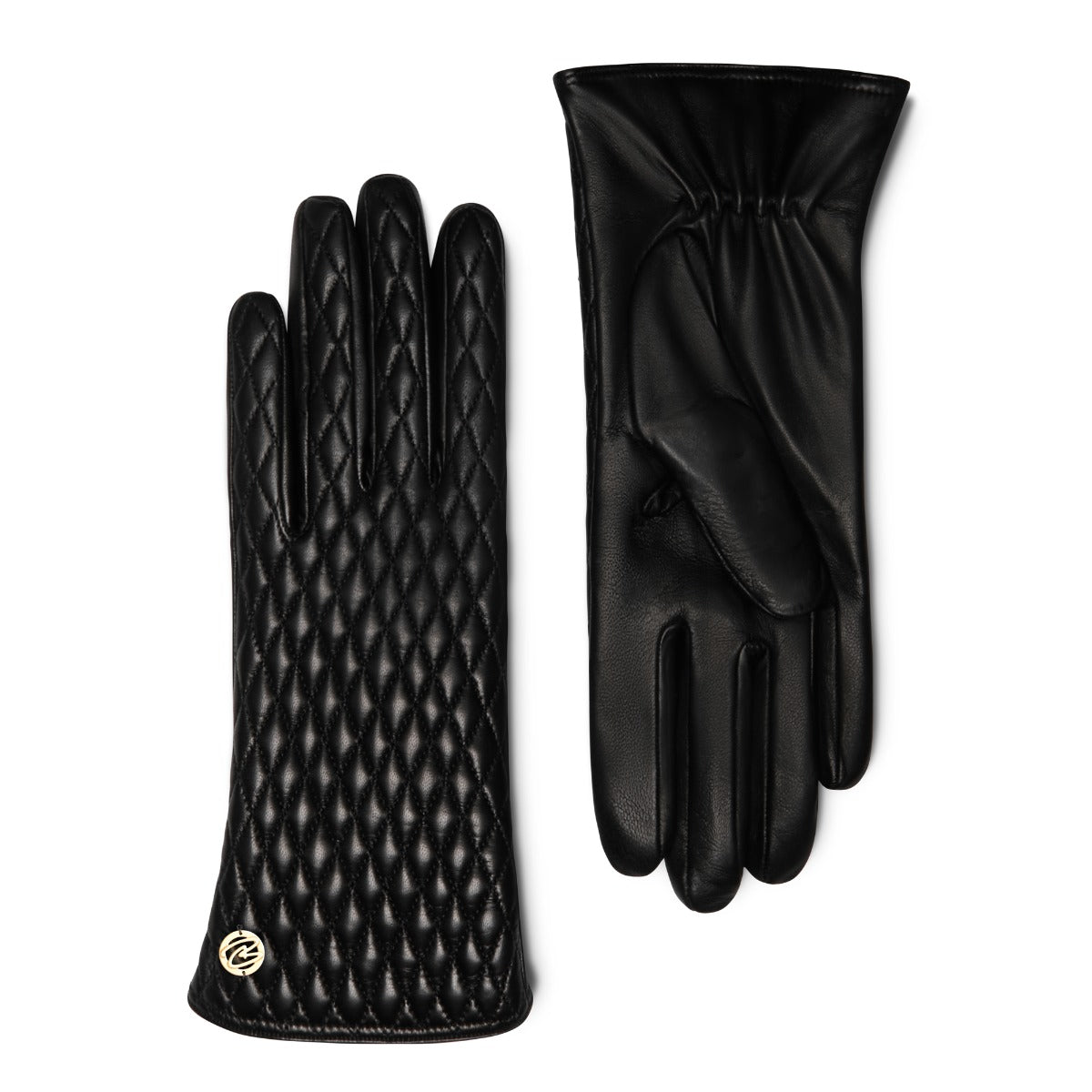 Isabel Bernard Honoré Rosette black goatskin leather gloves IB67002-301-6.5