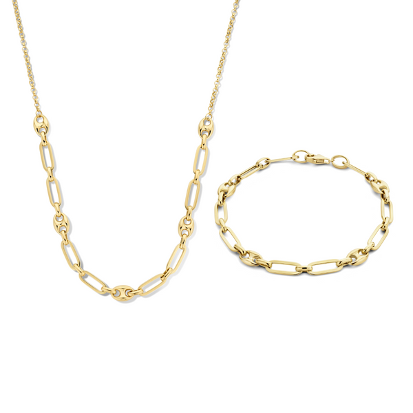 Isabel Bernard Cadeau d'Isabel 14 karaat gouden ketting en armband giftset met schakels IB90181
