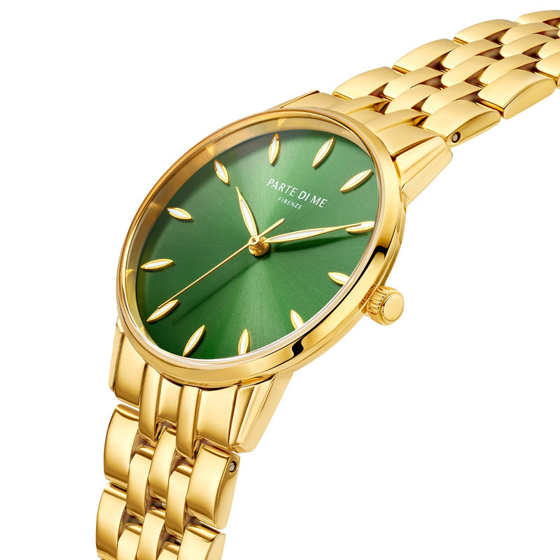 Parte Di Me Orologio rond dames horloge goudkleurig en groen PDM09046-zoom-