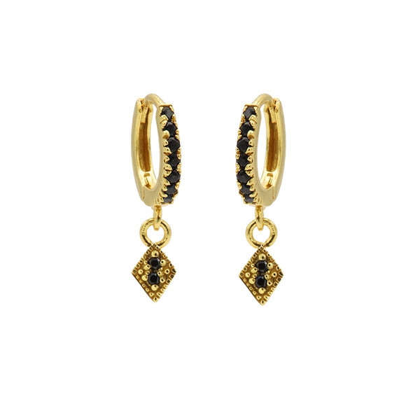 Karma 925 Sterling Silver Hinge Hoops Gold-coloured Ear Studs M2655HB