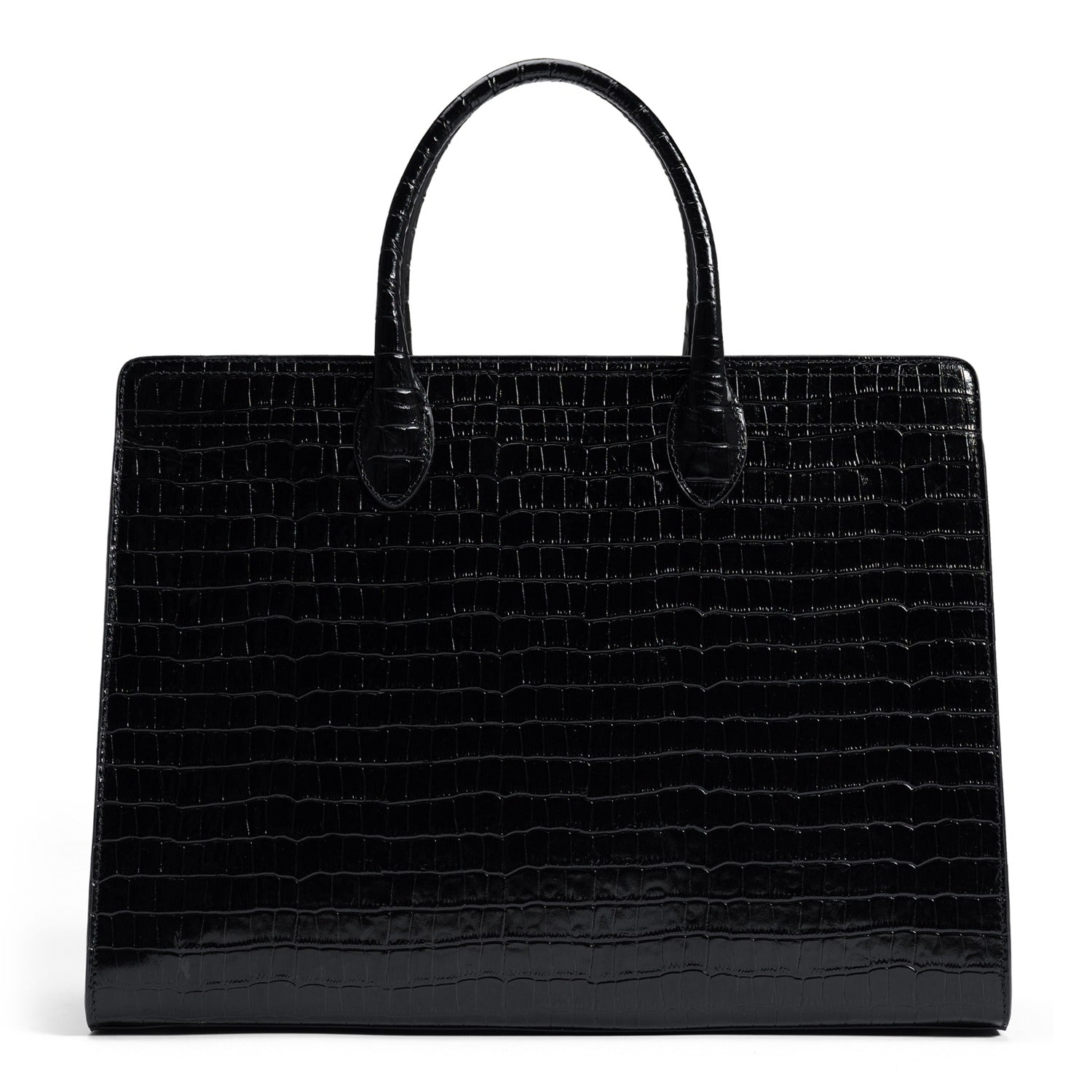 Isabel Bernard Honoré Nadine Black Croco Leather Handbag made of Calfskin IB25033
