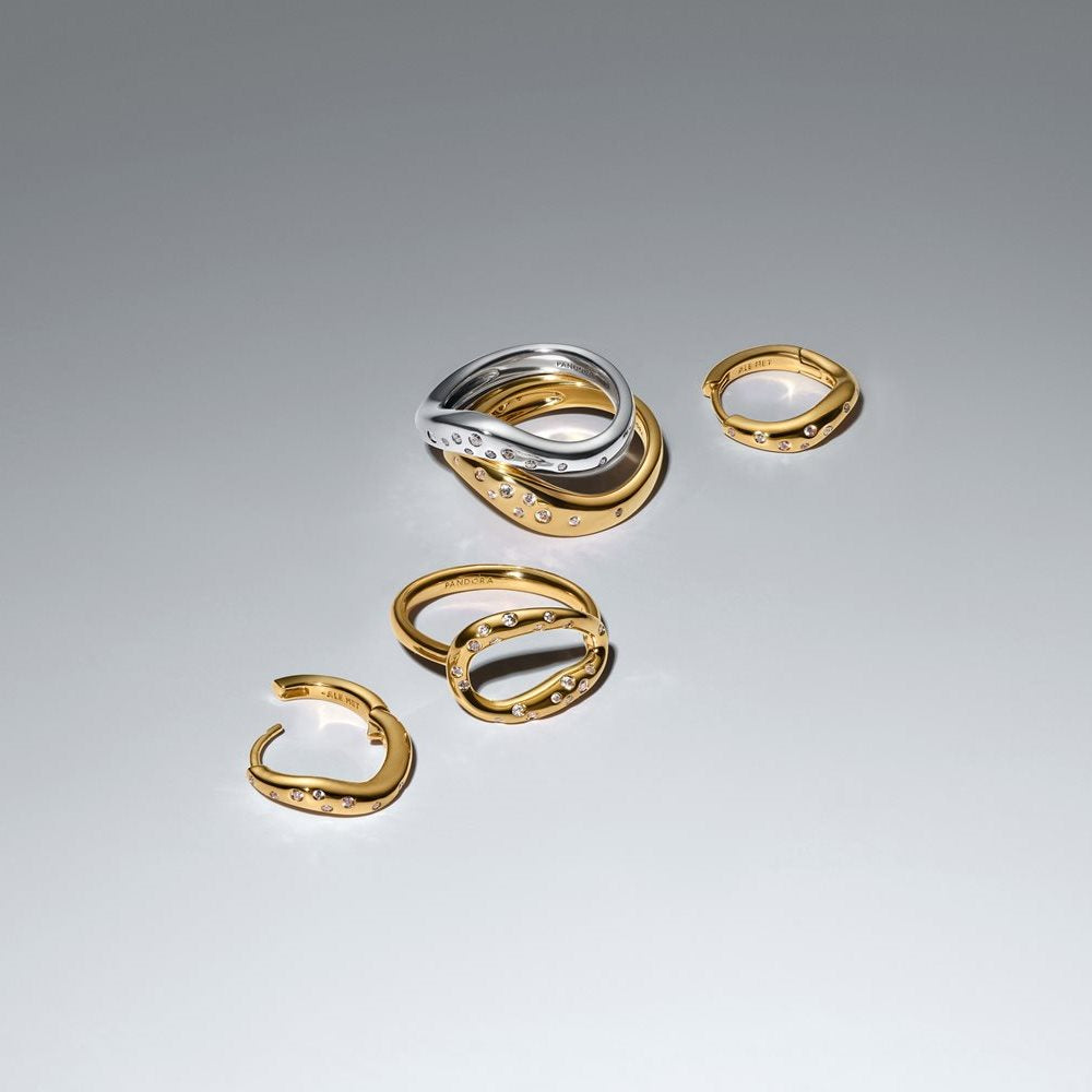 Pandora Essence Gold Plated Organically Shaped Two-Tone Stacking Rings 164674C01