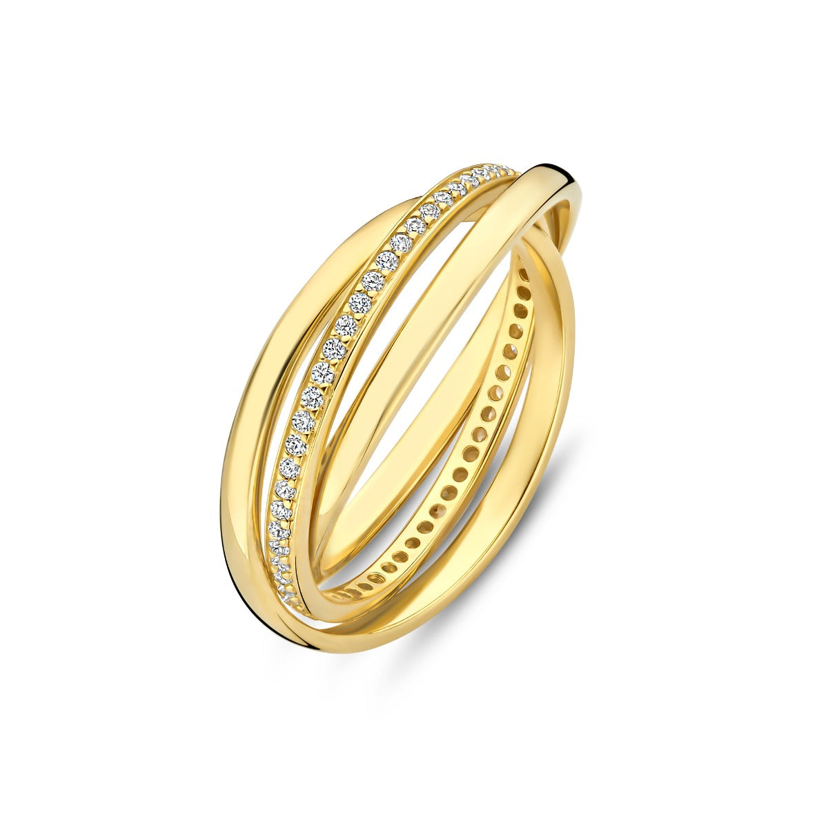 Parte di Me Ponte Vecchio Lanza 925 Sterling Silver Gold Plated Ring with Zirconia PDM33070-54