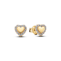 Pandora Timeless Gold Plated Heart Halo Stud Earrings 264363C01