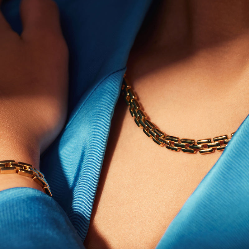 Parte Di Me Bibbiena Poppi Dante 925 Sterling Silver Gold Plated Link Necklace PDM34090-zoom-