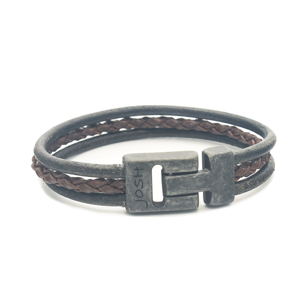 Josh Brown Leather Bracelet 25045VB/BRWN/MED