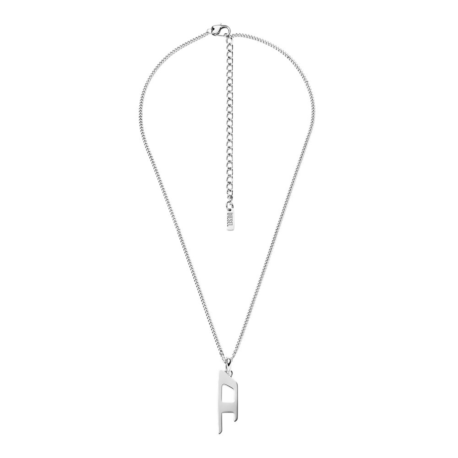 Diesel D Logo Silver Stainless Steel Necklace DX1625040