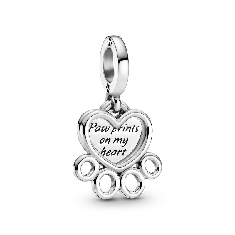 Pandora Passions 925 Sterling Silver Hearts & Paw Print Dangle Charm 799360C00-zoom-