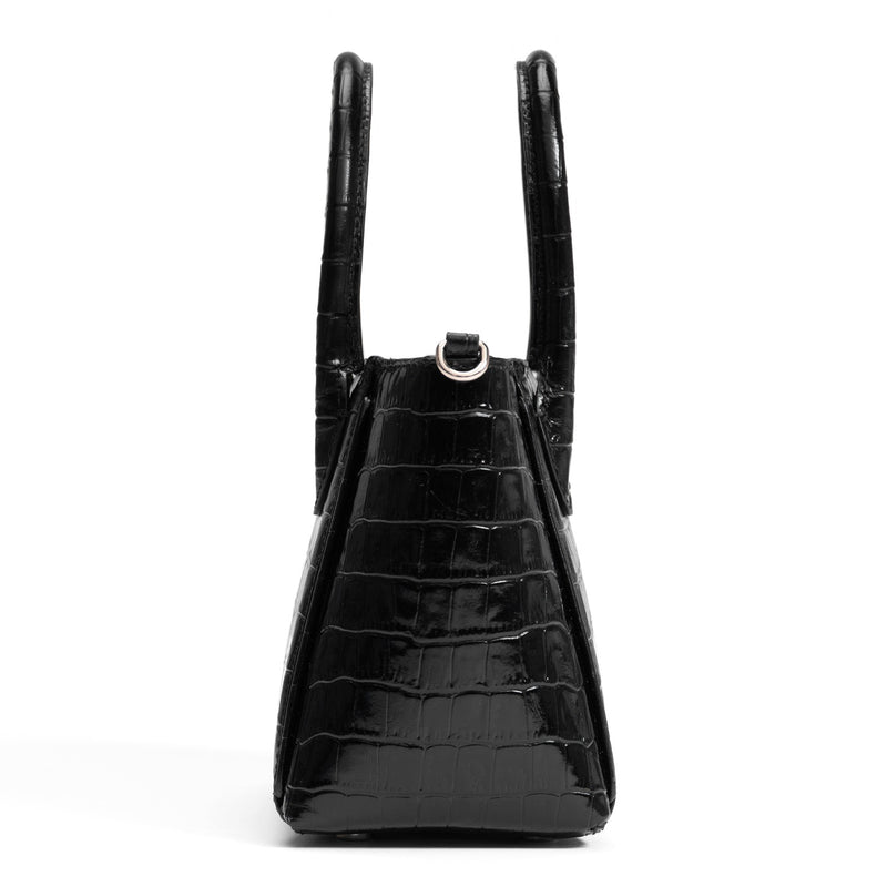 Isabel Bernard Honoré Cloe Mini Croco Zwarte Kalfsleren Handtas IB21124-201-zoom-
