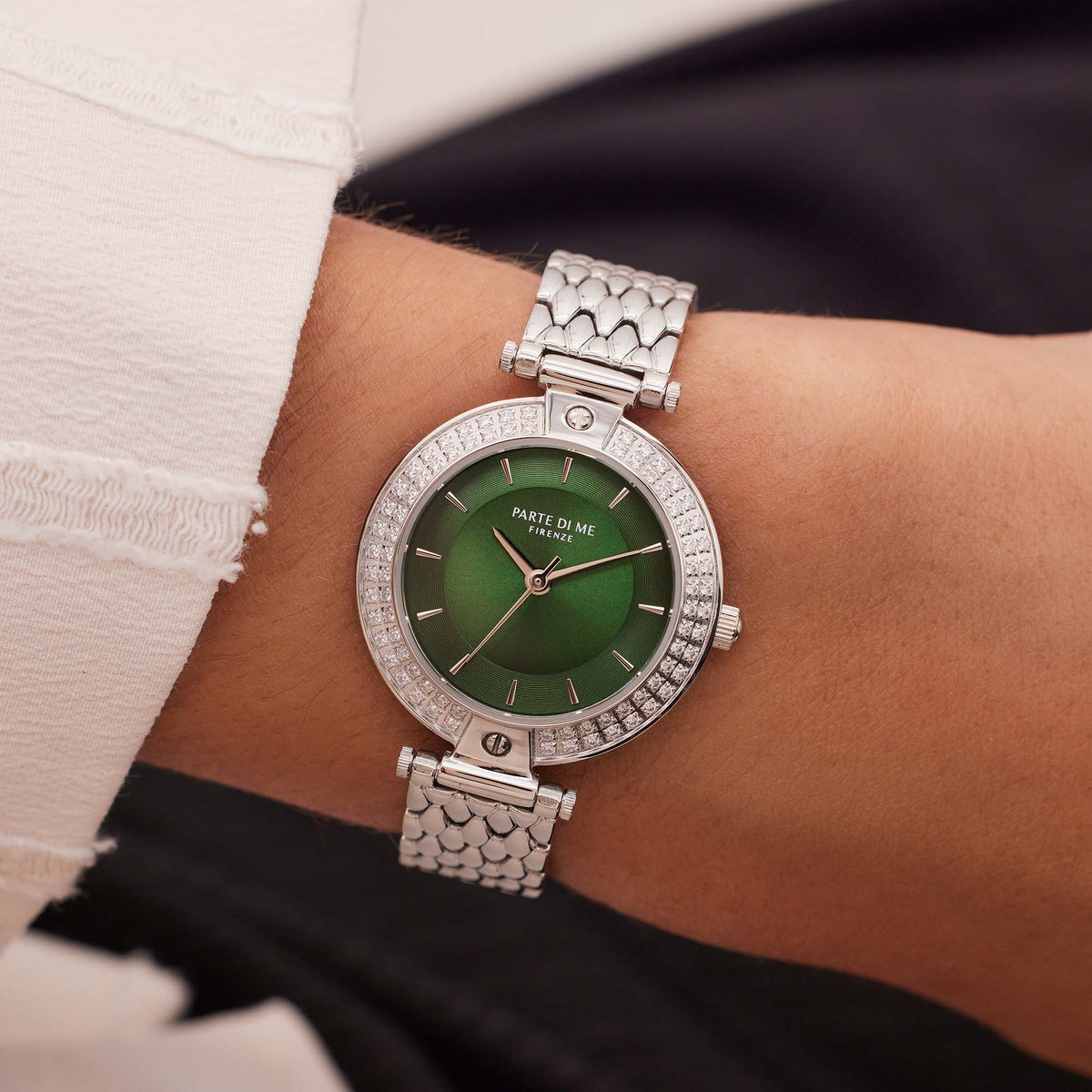 Parte Di Me Orologio Round Women's Watch Silver-coloured and Green PDM09010