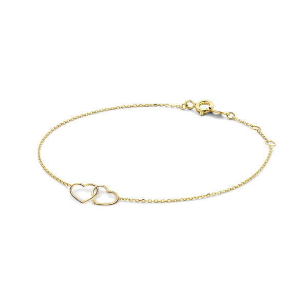 Double Heart armband - 14 karaat goud