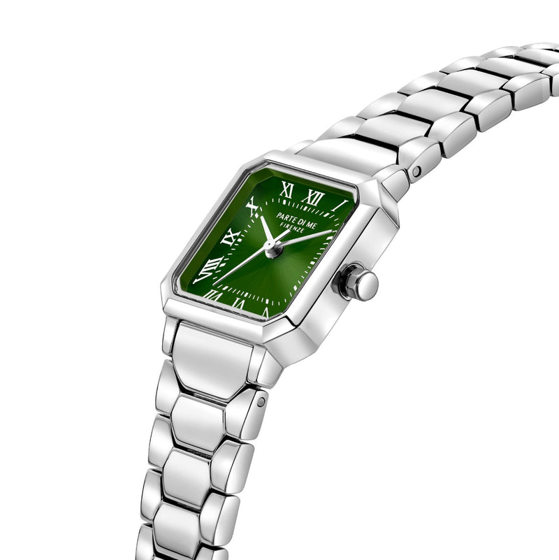 Parte di Me Orologio vierkant dameshorloge zilverkleurig en groen PDM09029-zoom-