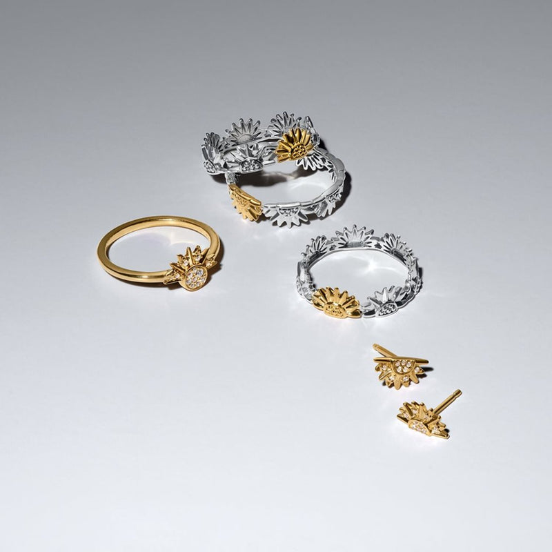 Pandora Moments Verguld Sprankelende Zon Oorknoppen 264627C01-zoom-