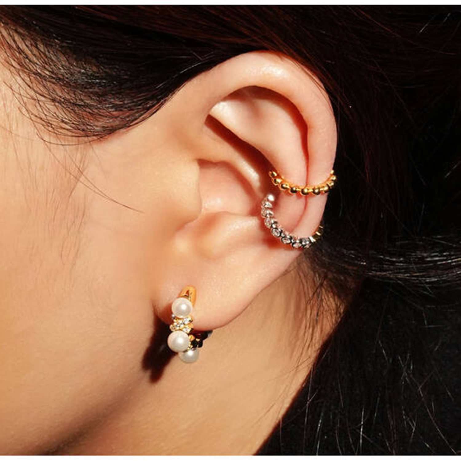 Ania Haie Reimaginer Gold Coloured Shell Pearl Hoop Earrings AH-E069-07G