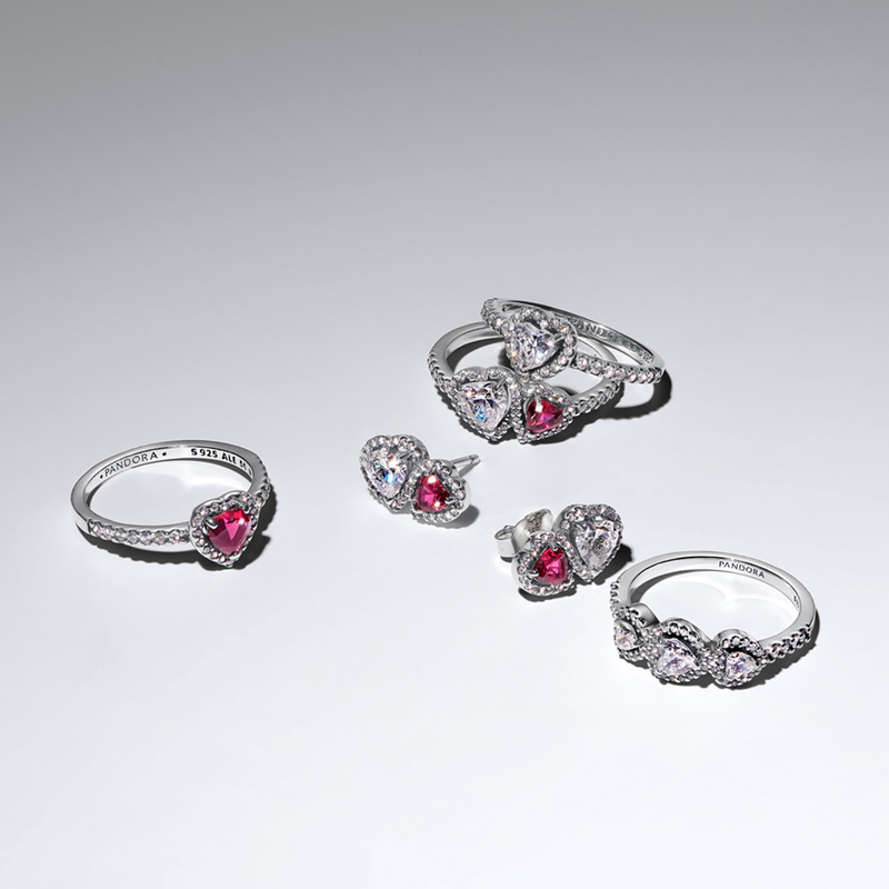 Pandora Timeless 925 Sterling Silver Halo Heart Trilogy Ring 194413C01-54-zoom-