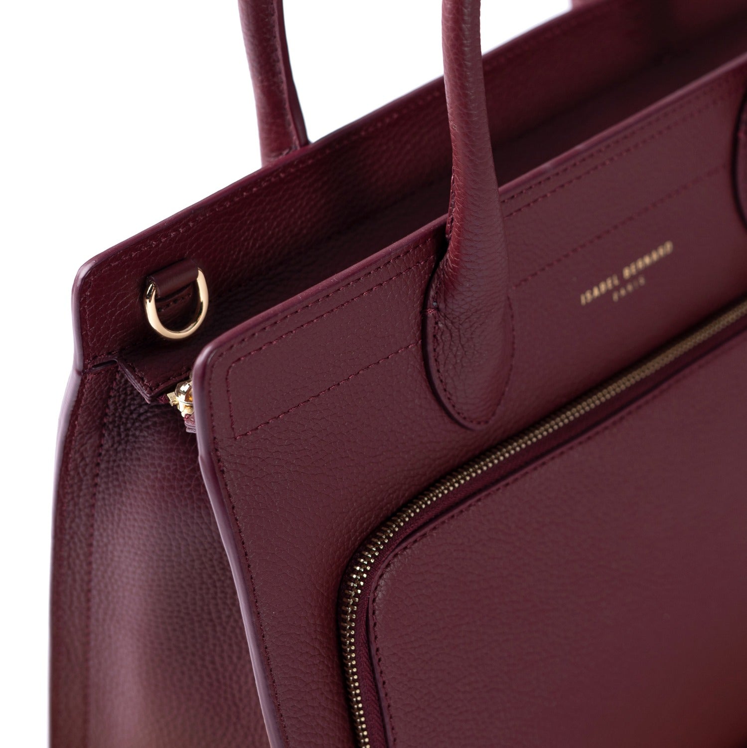 Isabel Bernard Honoré Nadine bordeaux red calfskin leather handbag with 13 inch laptop compartment IB25110-052-13