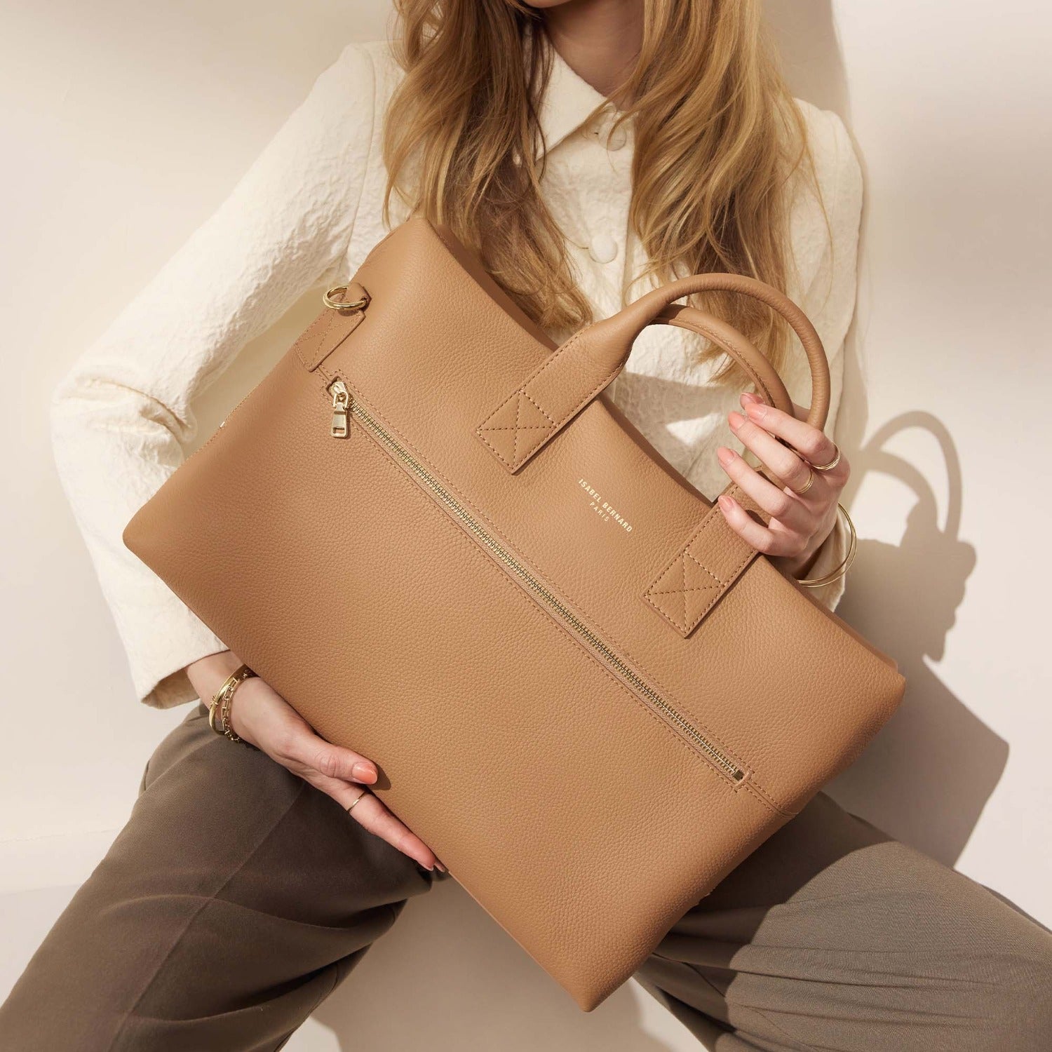 Isabel Bernard Honoré Anique Camel Calfskin Handbag IB25062