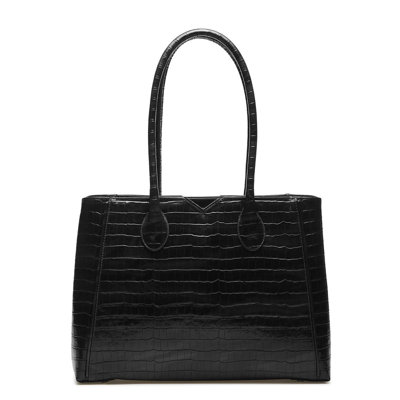 Isabel Bernard Honoré Cloe Zwarte Croco Handtas IB25007-zoom-