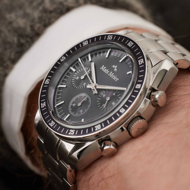 Mats Meier Arosa Racing Chronograaf Herenhorloge Zilverkleurig en Zwart MM50012-zoom-