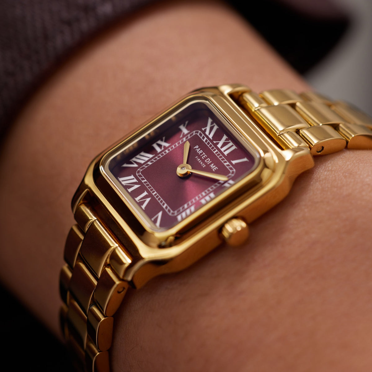 Parte di Me Orologio rectangular ladies watch gold and bordeaux PDM09037