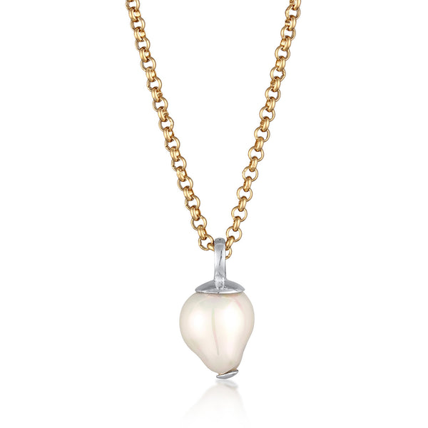 Elli 925 Sterling Silver Pearl Necklace Gold plated with Pearl 2004-BF-0008251-001