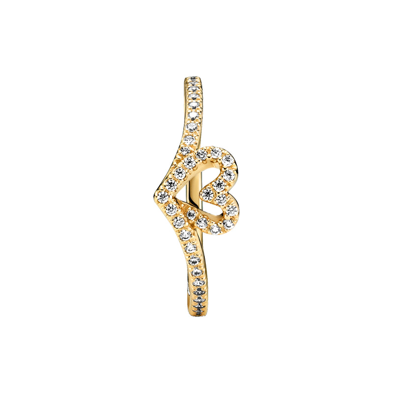 Pandora Timeless Gold-coloured Wishbone Heart Ring 169302C01-56-zoom-