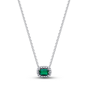 Pandora Timeless Rechthoekige Sprankelende Groene Halo Hanger Ketting 394503C01-45