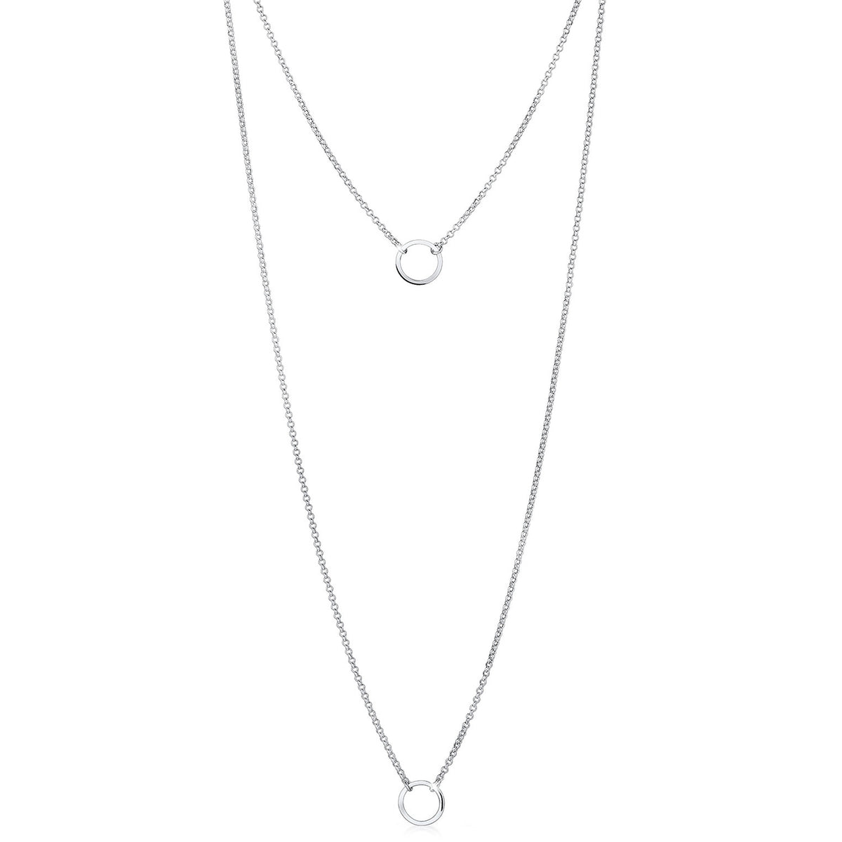 Elli 925 Sterling Silver Layered Link Chain Necklace 2004-BF-0007985-001