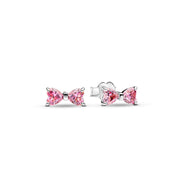 Pandora Timeless 925 Sterling Silver Sprankelende Roze Strik Oorknoppen 293505C01