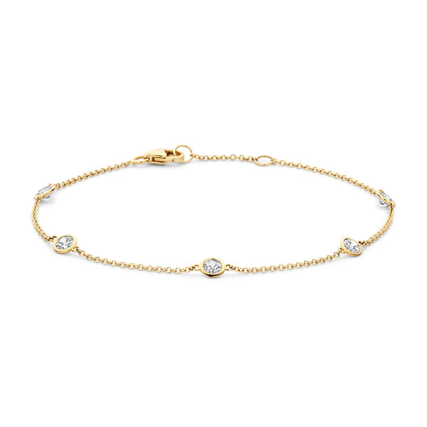 Armband met zirkonias ⌀ 4 mm gladomzetting 14k goud